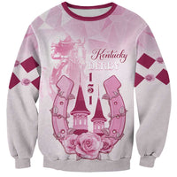 Pink and gray sweatshirt with burgundy trim, 'Kentucky Derby 151' front graphic