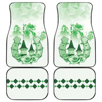 Green horse racing anniversary car mats, set of four with green graphic designs