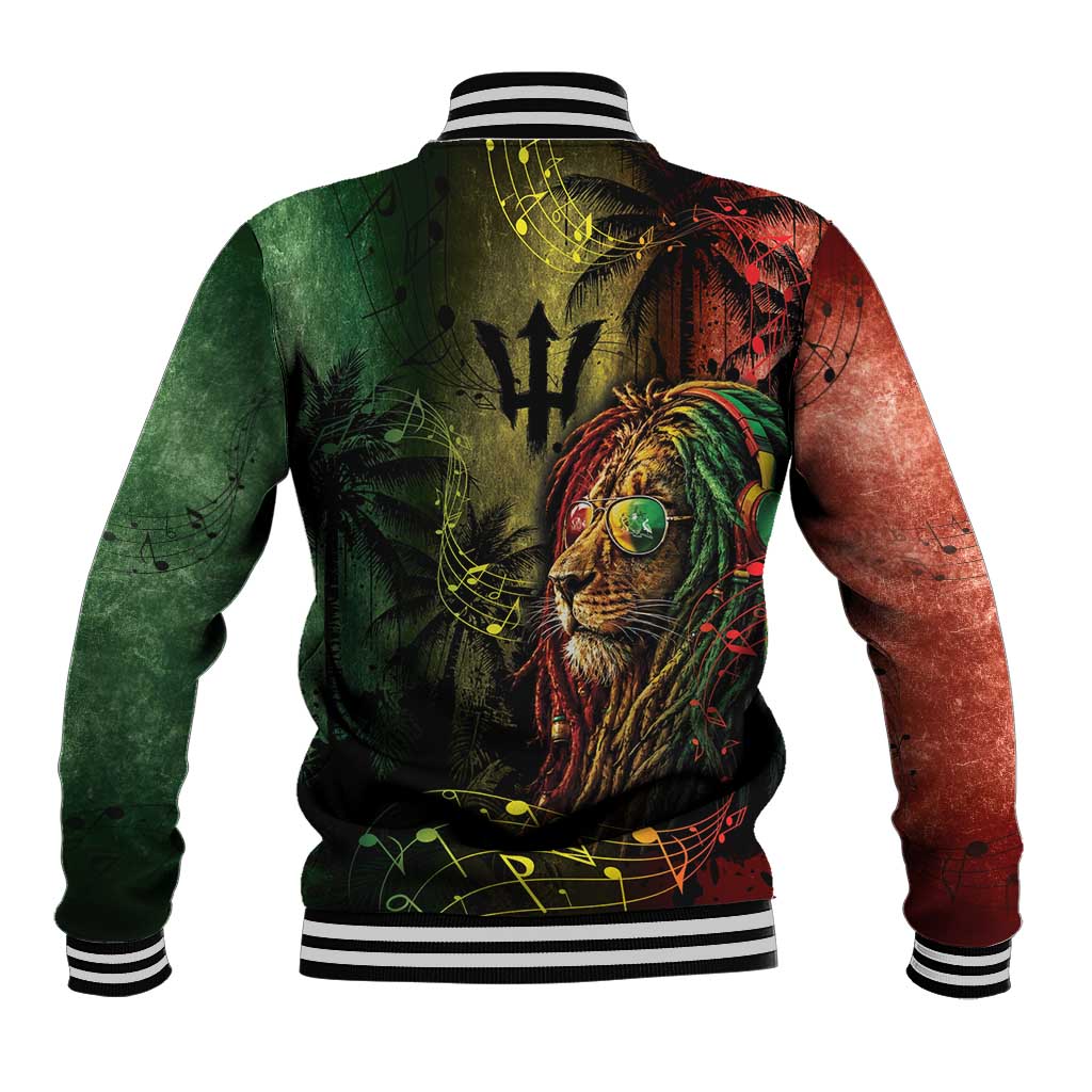 One Love Barbados Baseball Jacket Rastafarian Lion Reggae Grunge Style