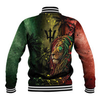 One Love Barbados Baseball Jacket Rastafarian Lion Reggae Grunge Style