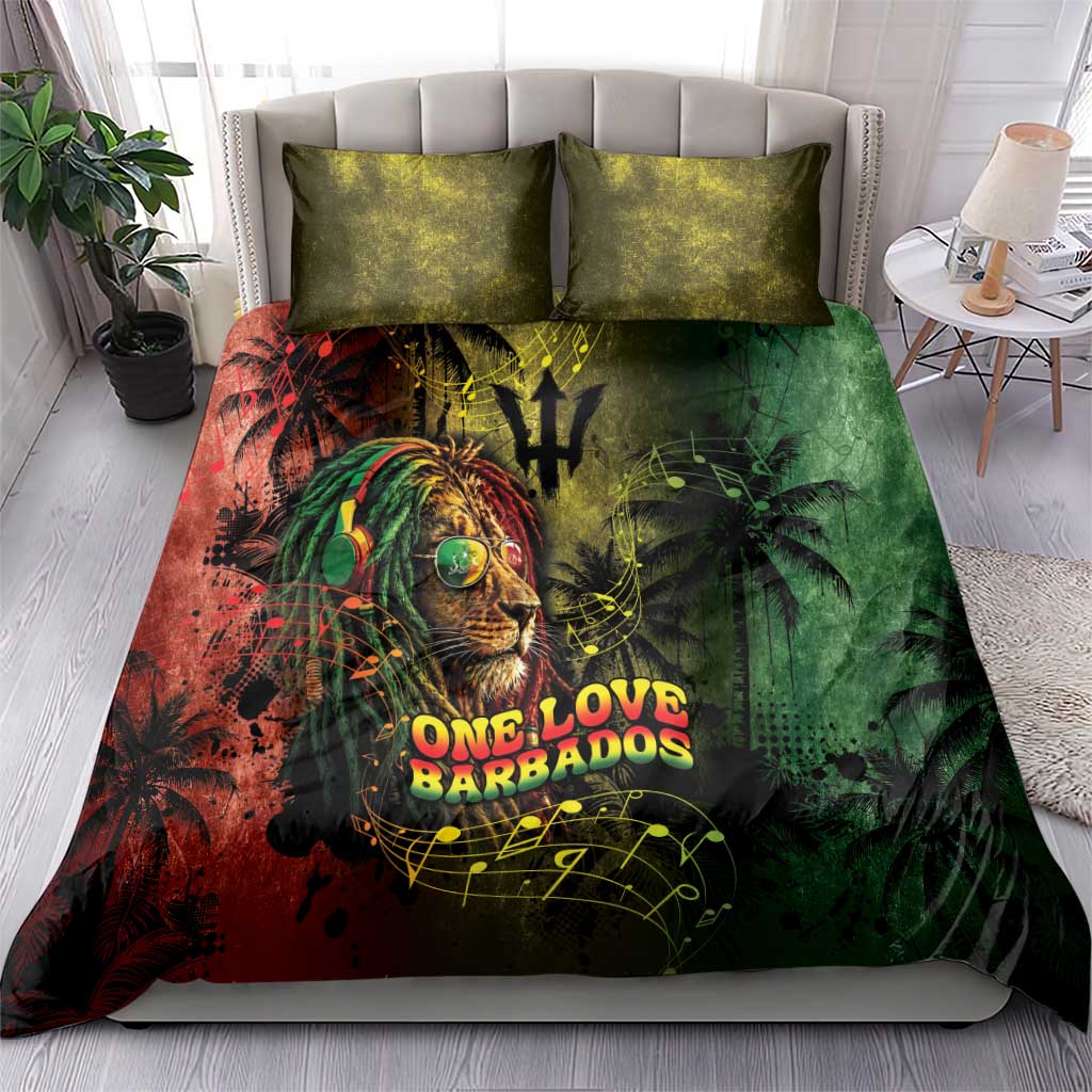 One Love Barbados Bedding Set Rastafarian Lion Reggae Grunge Style