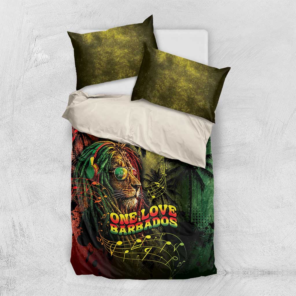 One Love Barbados Bedding Set Rastafarian Lion Reggae Grunge Style