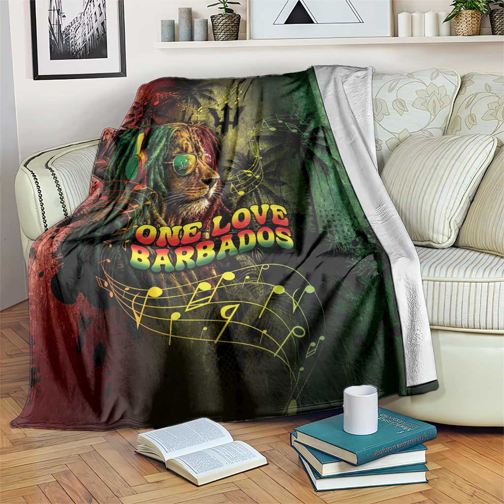 One Love Barbados Blanket Rastafarian Lion Reggae Grunge Style
