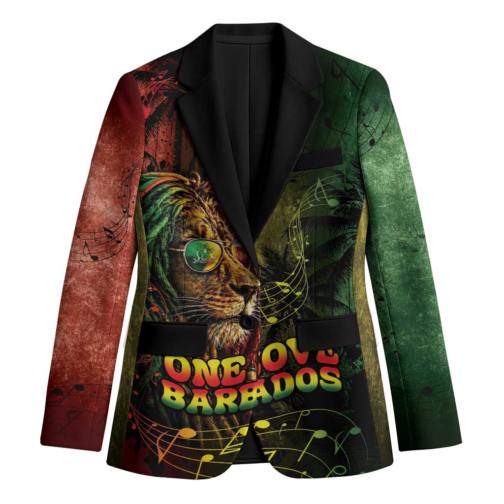 One Love Barbados Blazer Rastafarian Lion Reggae Grunge Style