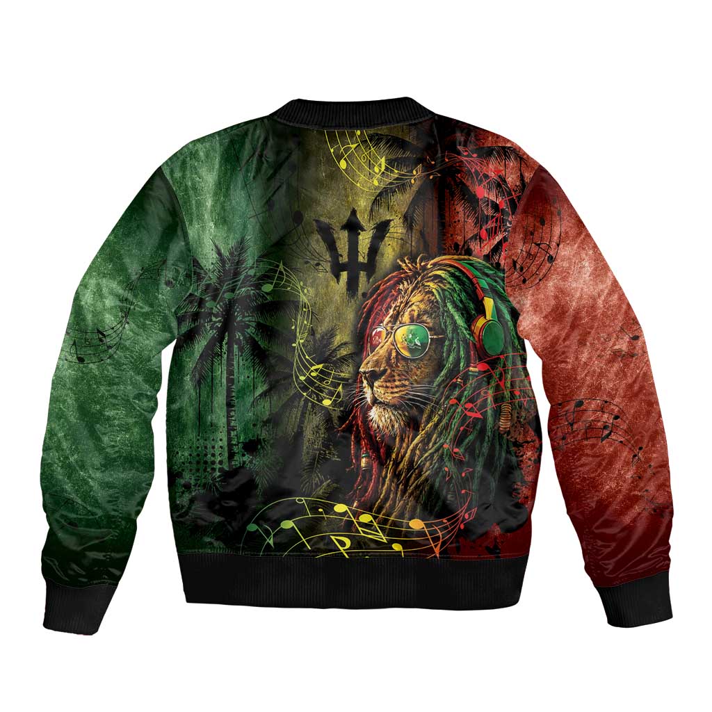One Love Barbados Bomber Jacket Rastafarian Lion Reggae Grunge Style