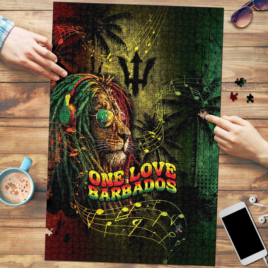 One Love Barbados Puzzle Rastafarian Lion Reggae Grunge Style