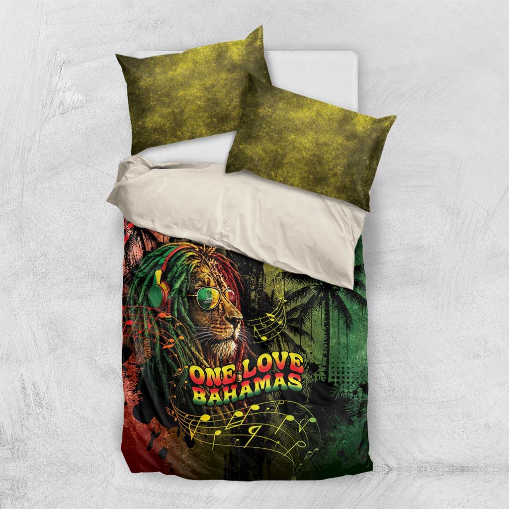 One Love Bahamas Bedding Set Rastafarian Lion Reggae Grunge Style