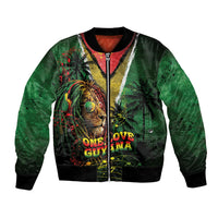 One Love Guyana Bomber Jacket Rastafarian Lion Reggae Grunge Style