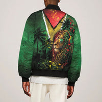One Love Guyana Bomber Jacket Rastafarian Lion Reggae Grunge Style