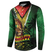 One Love Guyana Button Sweatshirt Rastafarian Lion Reggae Grunge Style