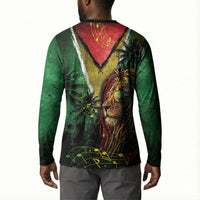 One Love Guyana Button Sweatshirt Rastafarian Lion Reggae Grunge Style