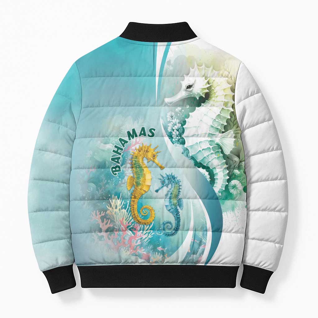 Bahamas Seahorse Bomber Puffer Jacket Ocean Spirit - Wonder Print Shop
