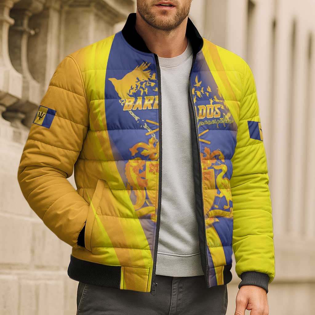 Barbados Emancipation Day Bomber Puffer Jacket Freedom And Unity - Wonder Print Shop