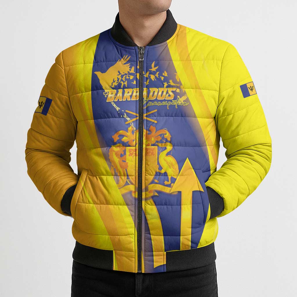 Barbados Emancipation Day Bomber Puffer Jacket Freedom And Unity - Wonder Print Shop