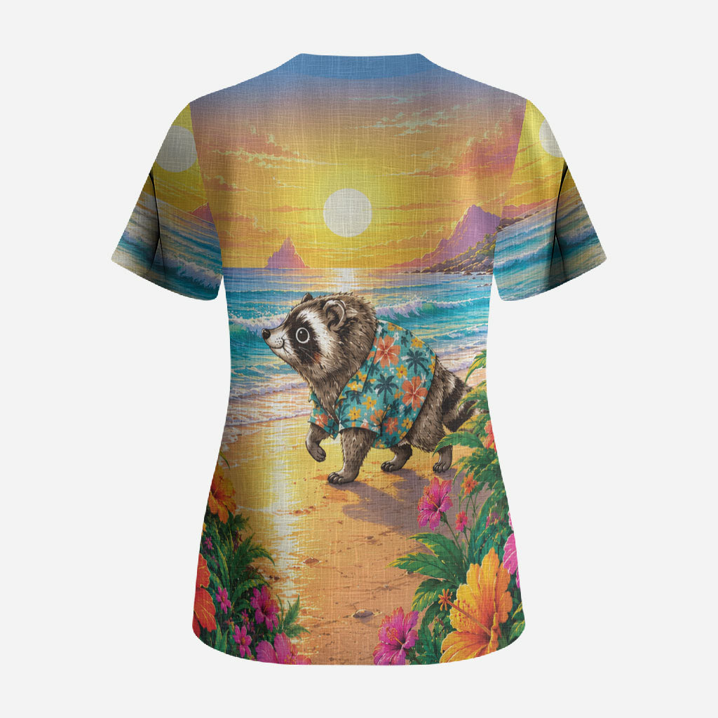 Hot Jimothy Summer Scrub Top Funny Seattle Raccoon