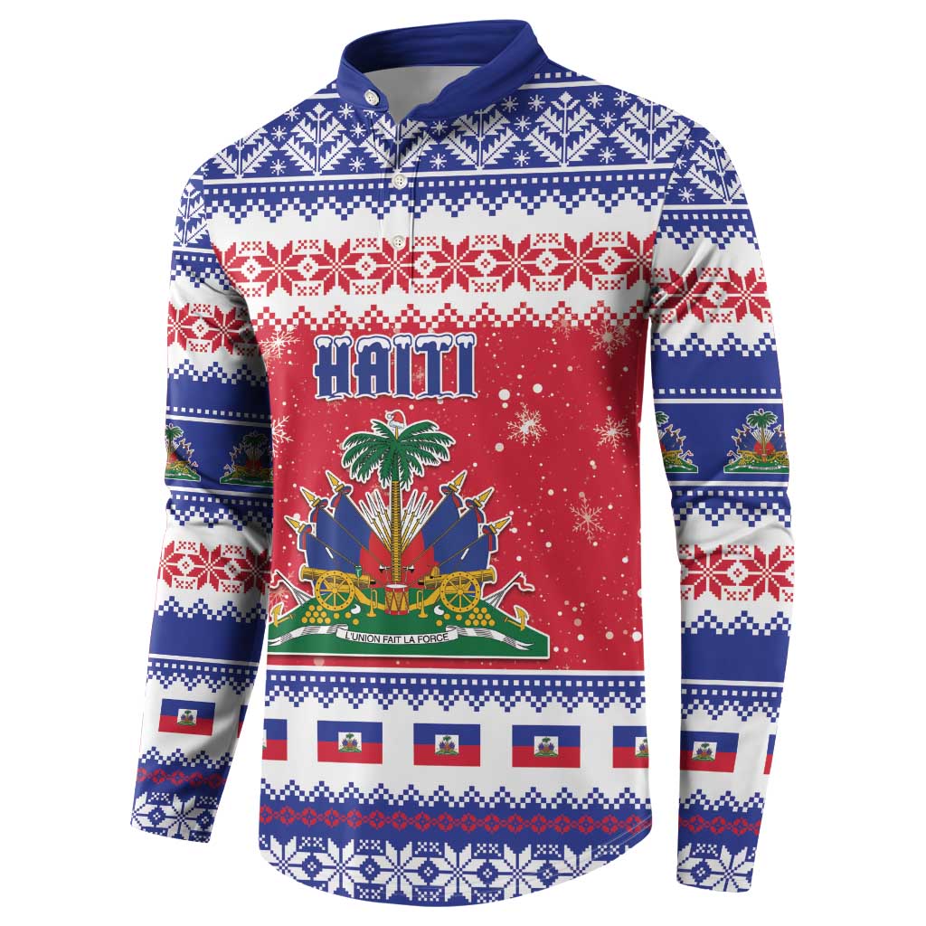 Haiti Christmas Button Sweatshirt Coat Of Arms Jwaye Nwel - Wonder Print Shop