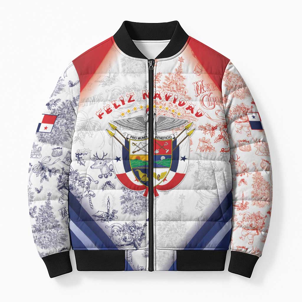 Panama Christmas Bomber Puffer Jacket Coat Of Arms Santa Harpy - Wonder Print Shop