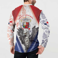 Panama Christmas Button Sweatshirt Coat Of Arms Santa Harpy - Wonder Print Shop