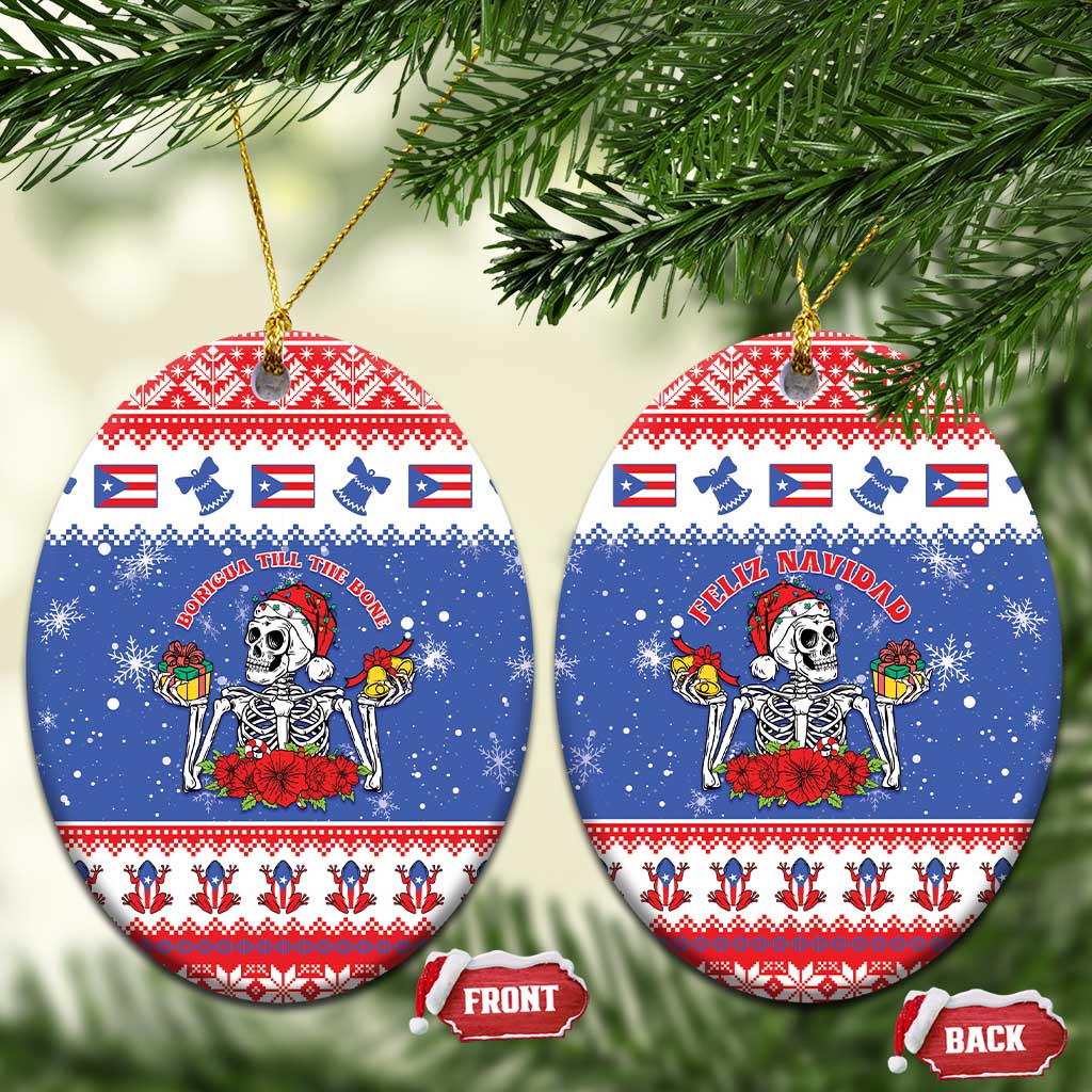 Puerto Rico Christmas Ceramic Ornament Boricua Till The Bone - Wonder Print Shop
