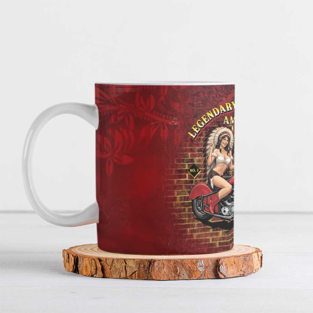 Native American Rider Ceramic Mug Legendary Motorcycle Vintage Pin Up Girl - Wonder Print Shop
