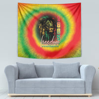 Juneteenth freedom day tapestry, reggae tie-dye lion and “Freedom Juneteenth” with 1865