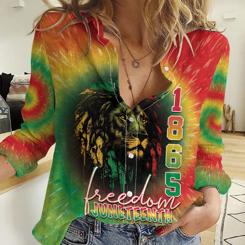 Juneteenth Freedom Day Women Casual Shirt Reggae Tie Dye Style LT05 - Wonder Print Shop