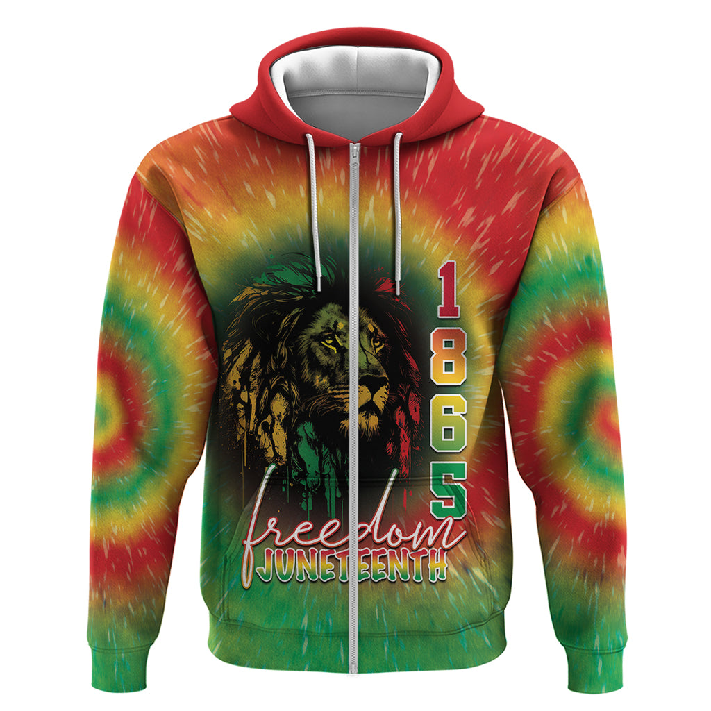 Juneteenth Freedom Day Zip Hoodie Reggae Tie Dye Style LT05 - Wonder Print Shop