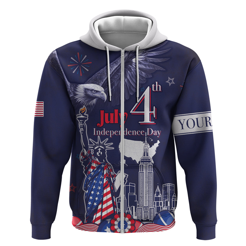 Personalised United States Independence Day Zip Hoodie Freedom 4th Of July Navy Version LT05 - Wonder Print Shop