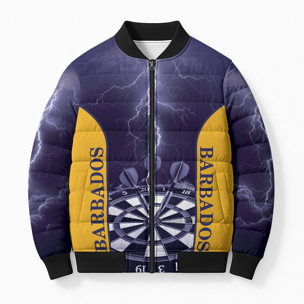 Personalized Barbados Darts Bomber Puffer Jacket Sporty Style