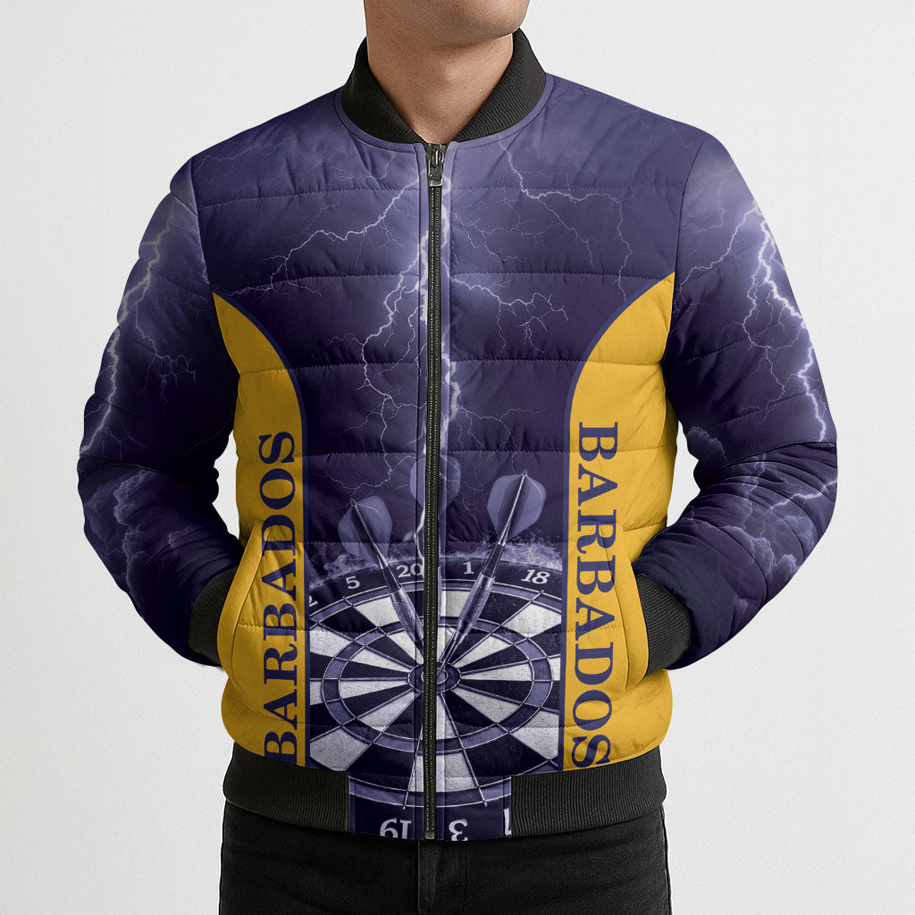 Personalized Barbados Darts Bomber Puffer Jacket Sporty Style