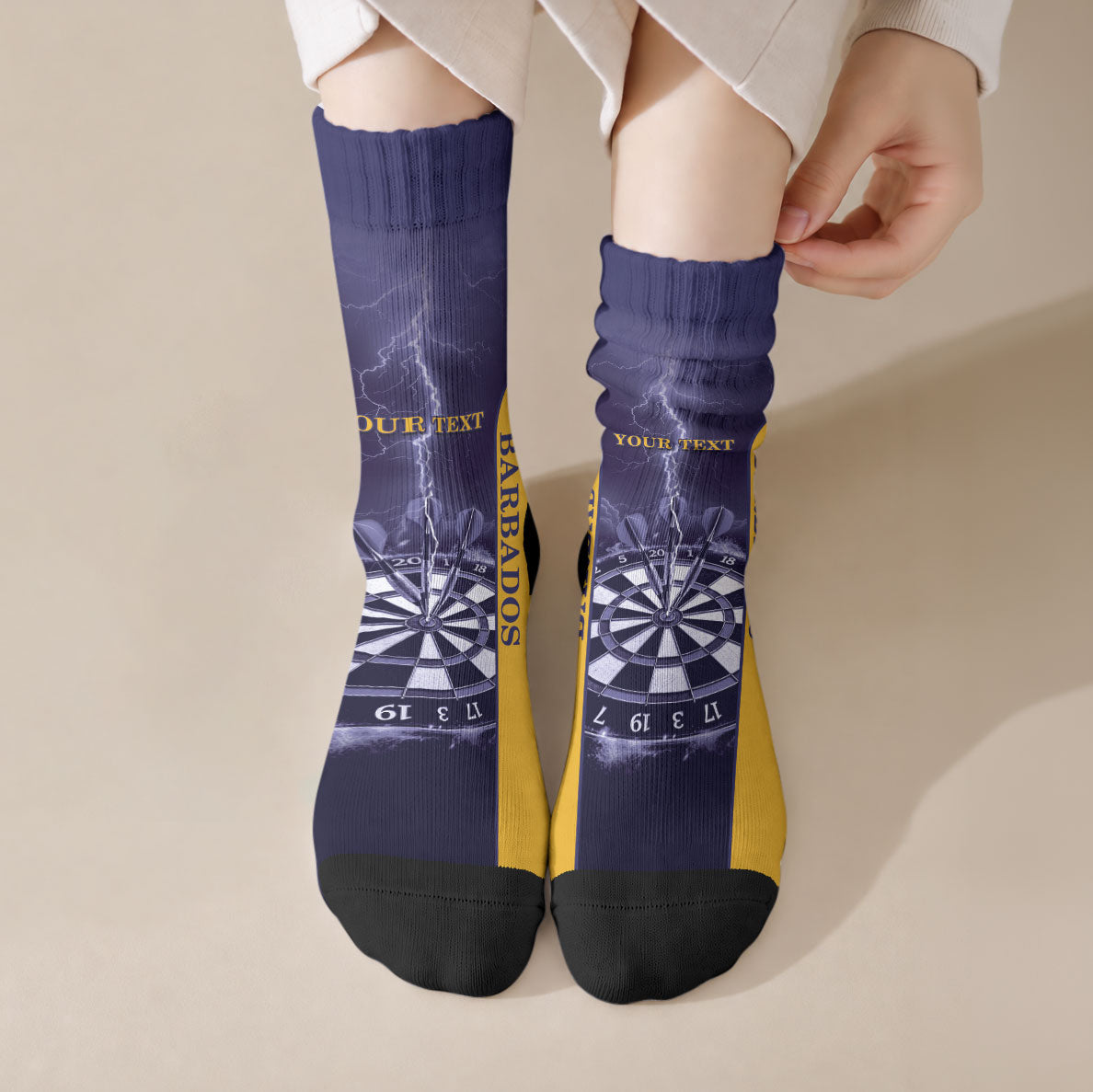 Personalized Barbados Darts Crew Socks Sporty Style