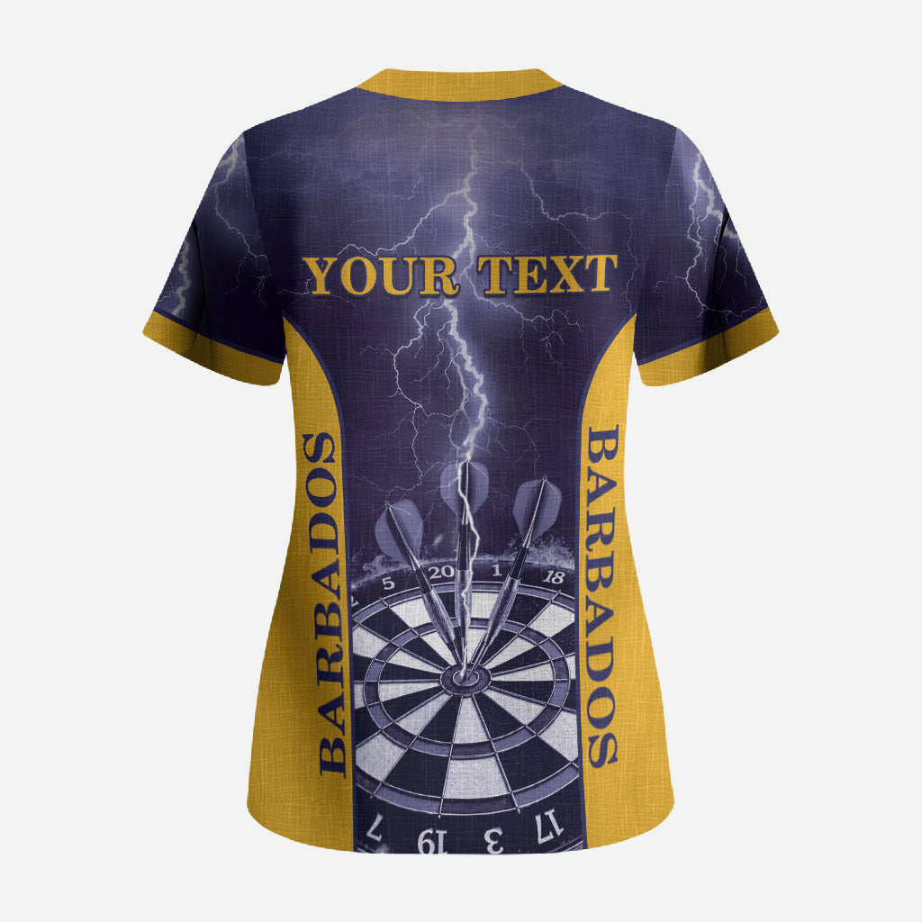 Personalized Barbados Darts Scrub Top Sporty Style