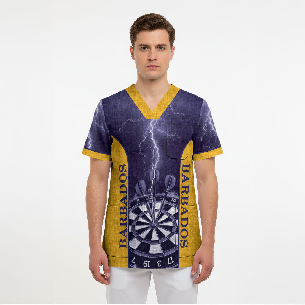 Personalized Barbados Darts Scrub Top Sporty Style