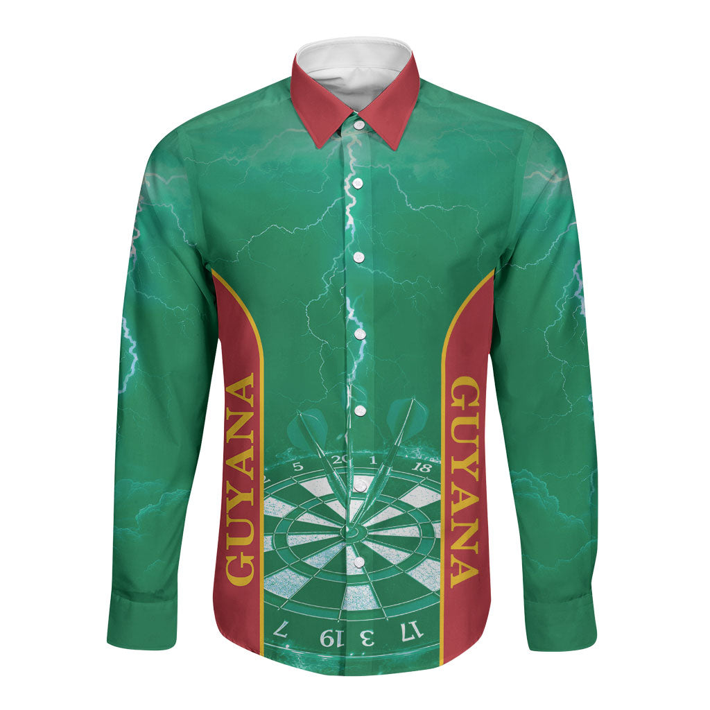 Personalized Guyana Darts Long Sleeve Button Shirt Sporty Style