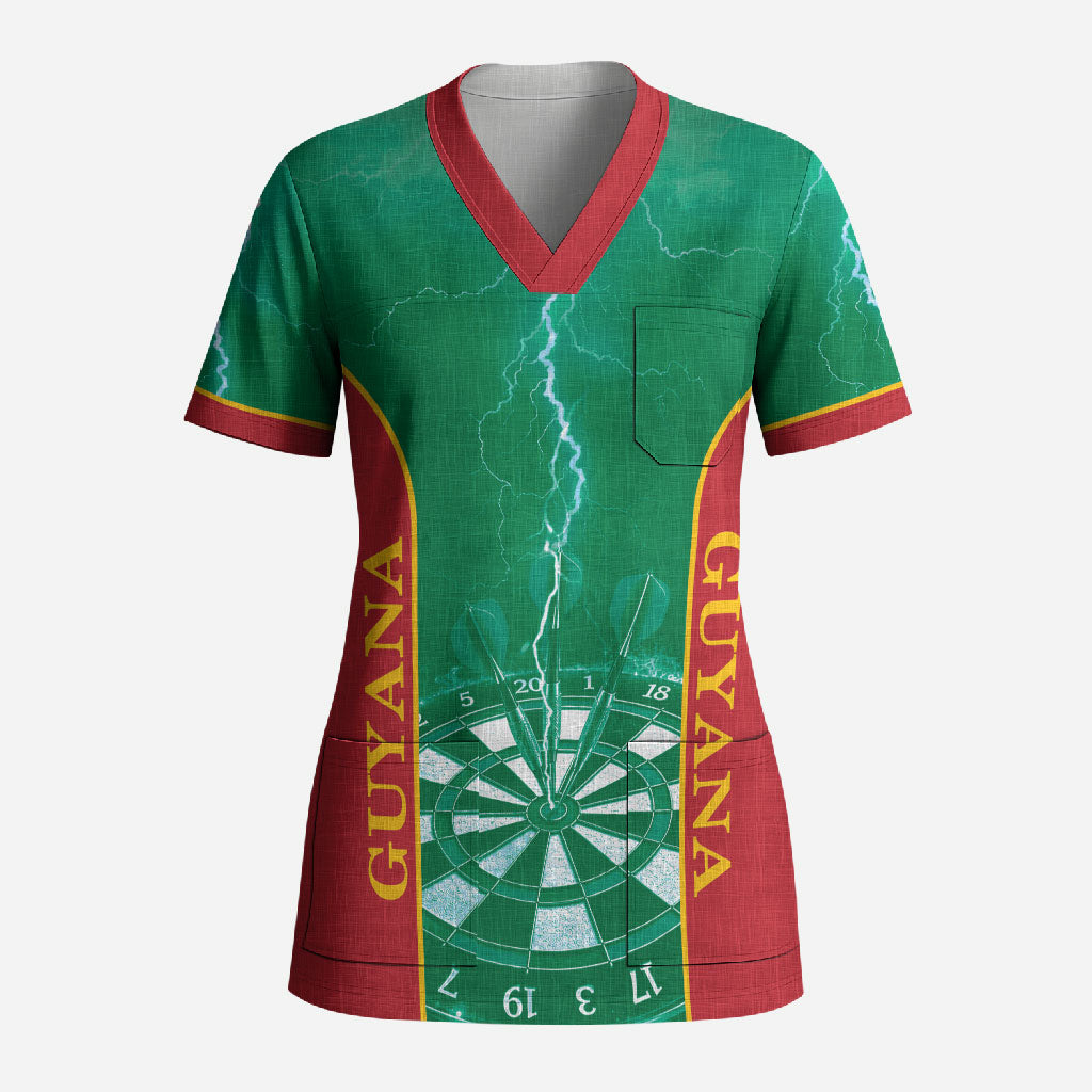Personalized Guyana Darts Scrub Top Sporty Style