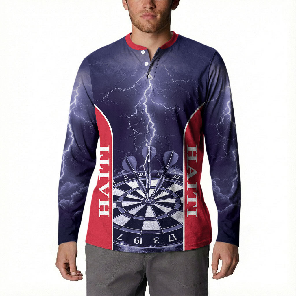 Personalized Haiti Darts Button Sweatshirt Sporty Style