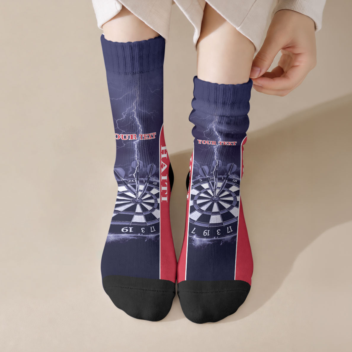 Personalized Haiti Darts Crew Socks Sporty Style