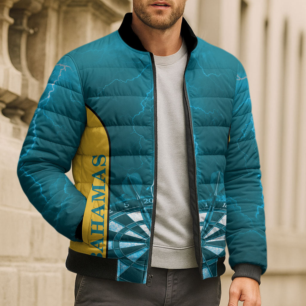 Personalized Bahamas Darts Bomber Puffer Jacket Sporty Style