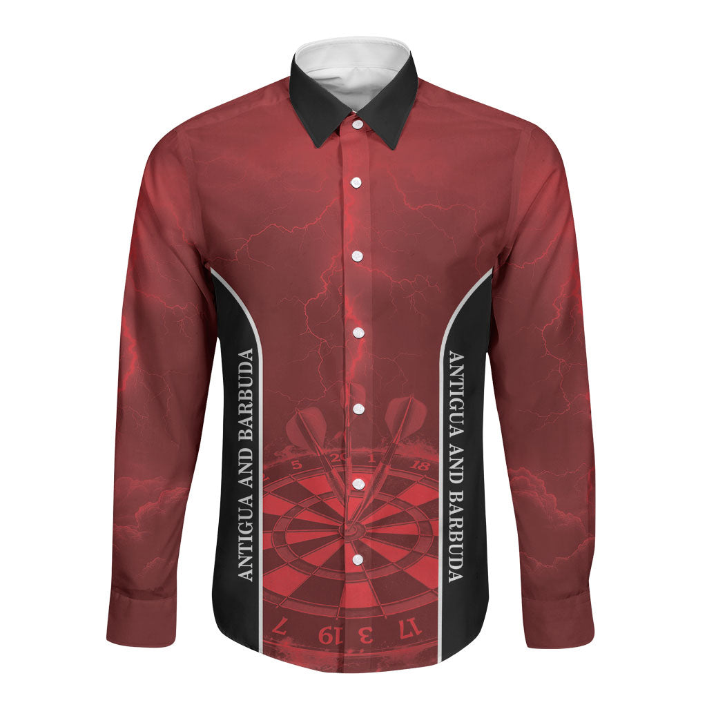 Personalized Antigua And Barbuda Darts Long Sleeve Button Shirt Sporty Style
