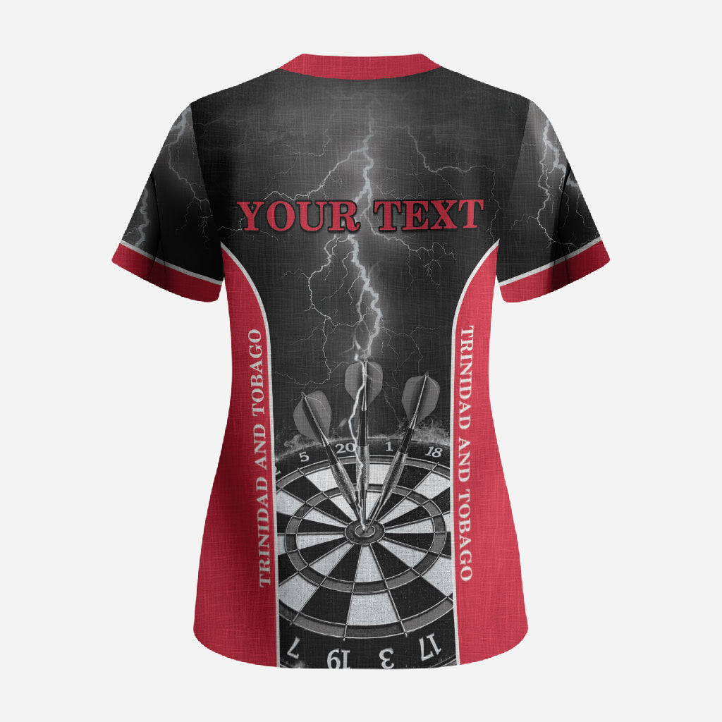 Personalized Trinidad And Tobago Darts Scrub Top Sporty Style