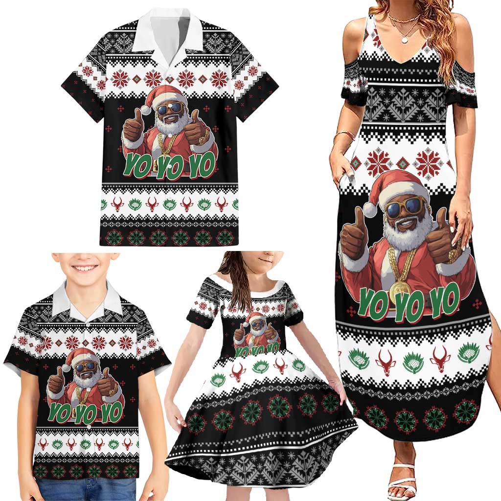 South Africa Christmas Family Matching Summer Maxi Dress and Hawaiian Shirt Hip Hop Santa Claus LT05 - Wonder Print Shop