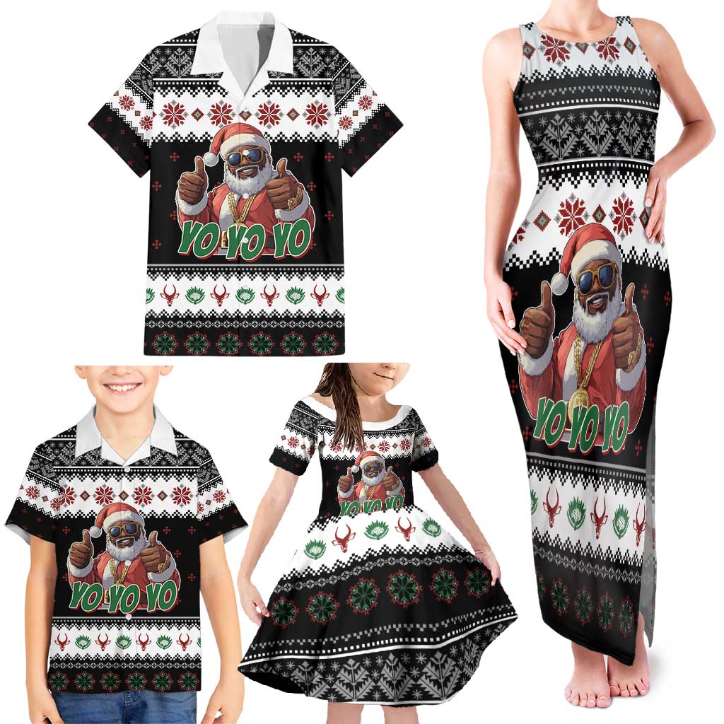 South Africa Christmas Family Matching Tank Maxi Dress and Hawaiian Shirt Hip Hop Santa Claus LT05 - Wonder Print Shop