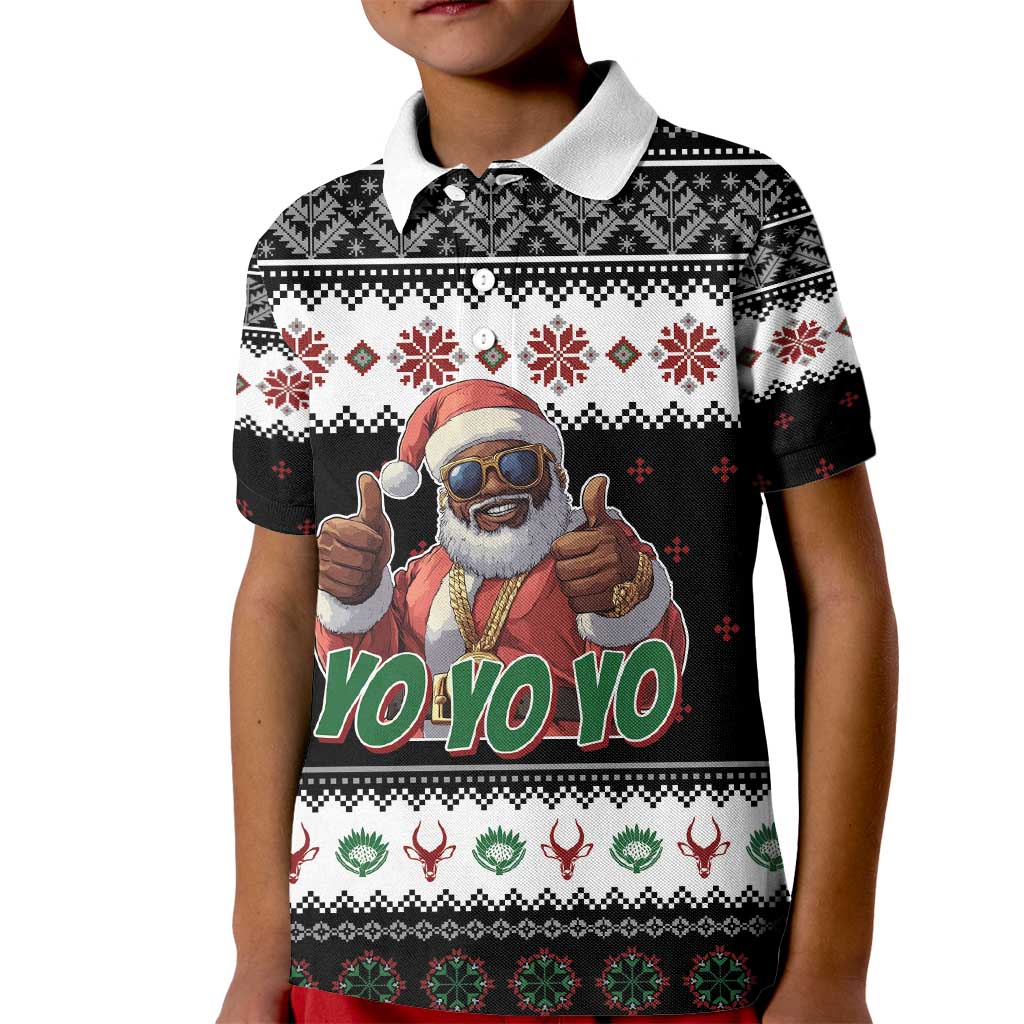 South Africa Christmas Kid Polo Shirt Hip Hop Santa Claus LT05 - Wonder Print Shop