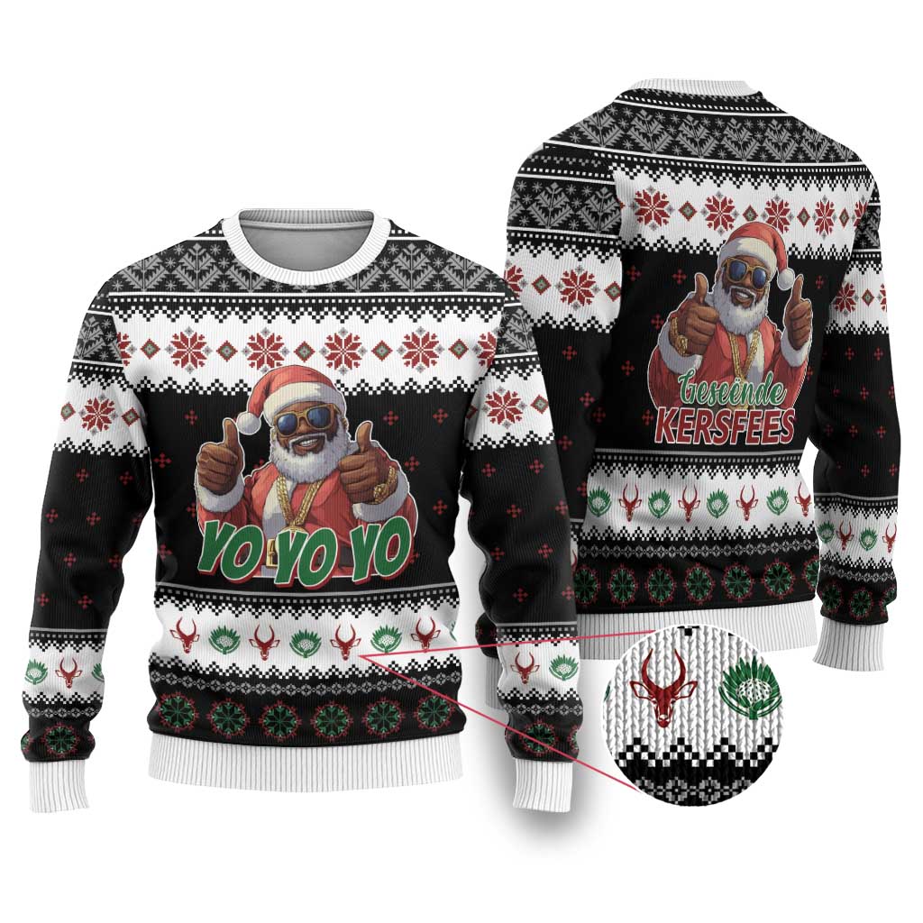 South Africa Christmas Ugly Christmas Sweater Hip Hop Santa Claus LT05 - Wonder Print Shop