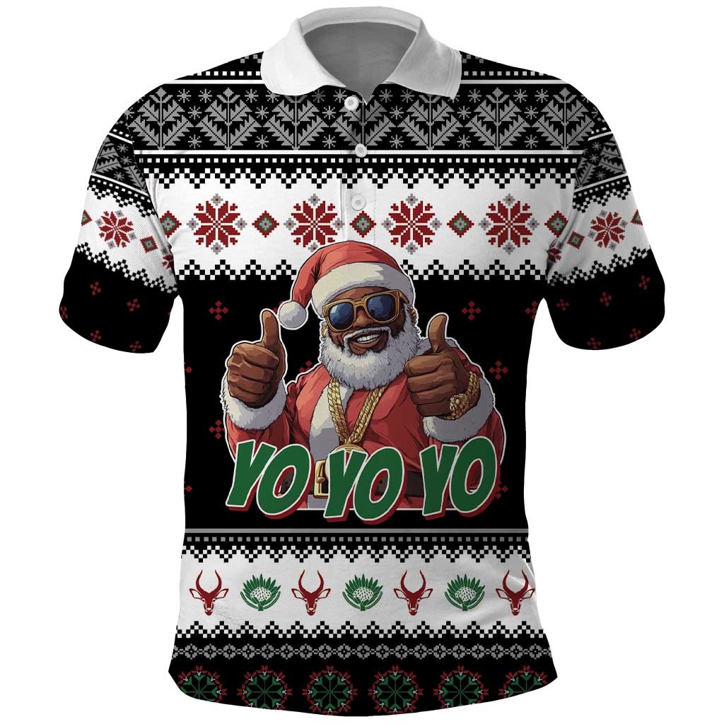 South Africa Christmas Polo Shirt Hip Hop Santa Claus LT05 - Wonder Print Shop