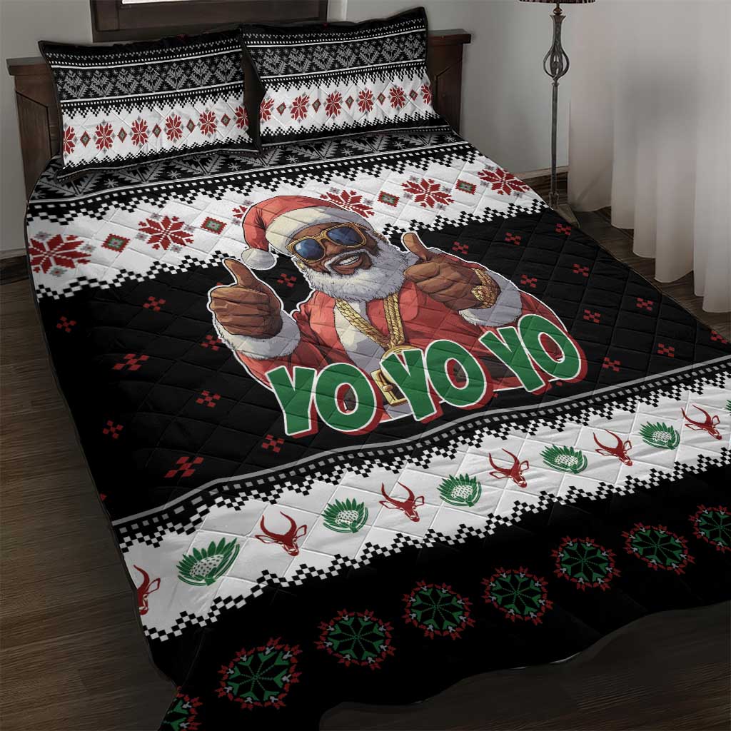 South Africa Christmas Quilt Bed Set Hip Hop Santa Claus LT05 - Wonder Print Shop