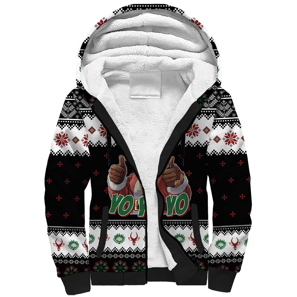 South Africa Christmas Sherpa Hoodie Hip Hop Santa Claus LT05 - Wonder Print Shop