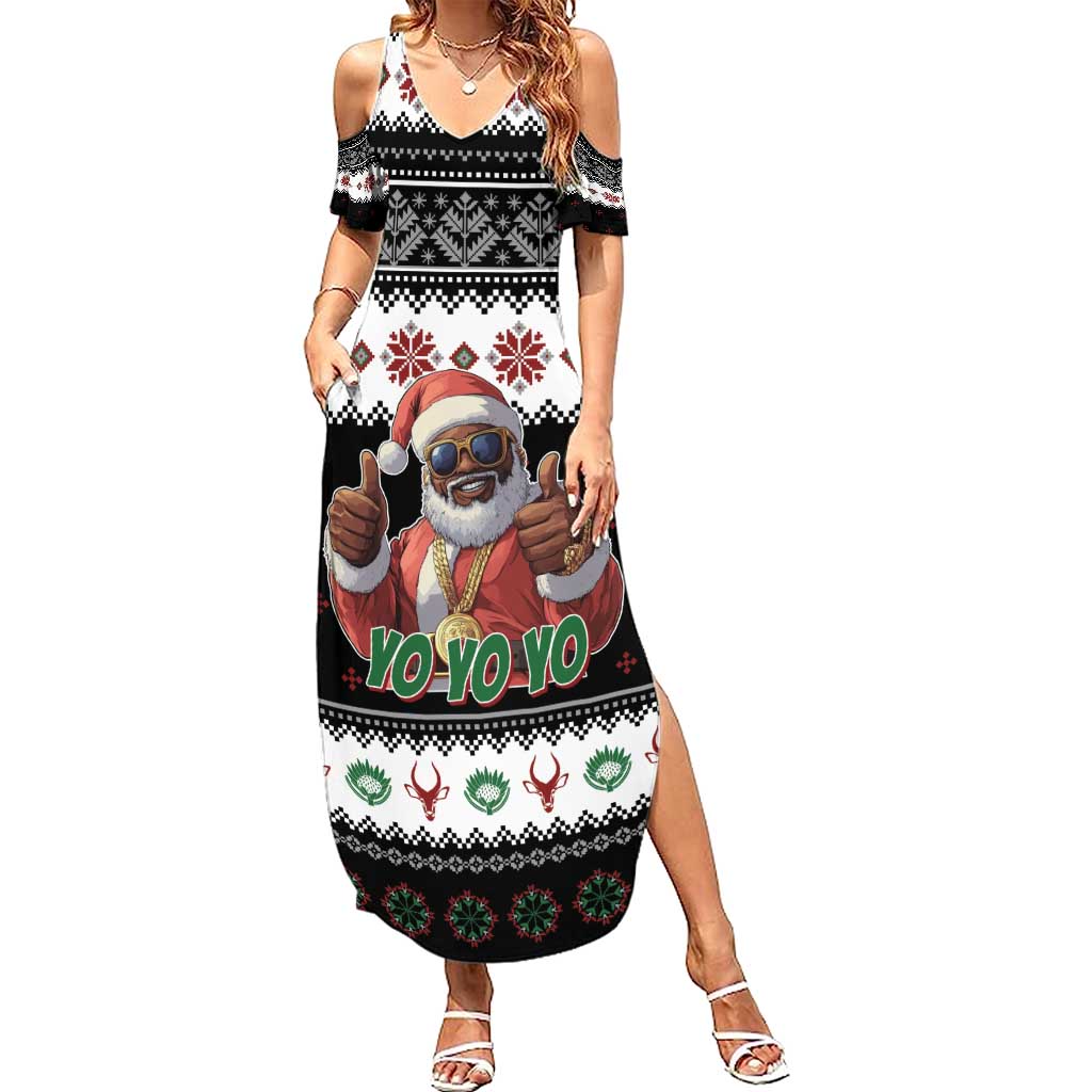 South Africa Christmas Summer Maxi Dress Hip Hop Santa Claus LT05 - Wonder Print Shop