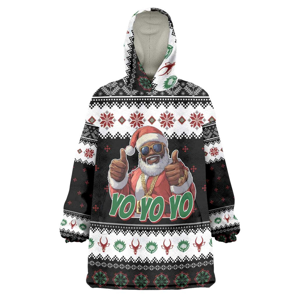 South Africa Christmas Wearable Blanket Hoodie Hip Hop Santa Claus LT05 - Wonder Print Shop