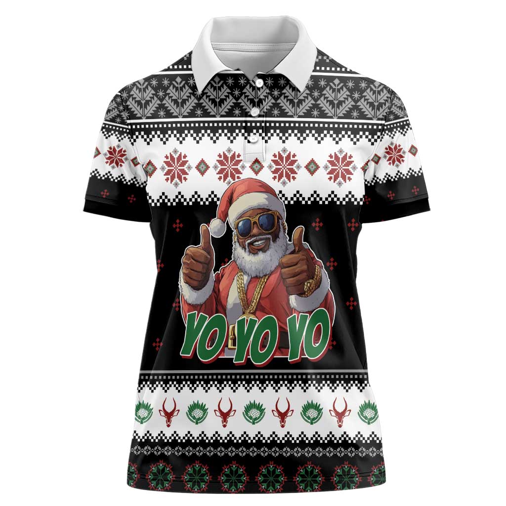 South Africa Christmas Women Polo Shirt Hip Hop Santa Claus LT05 - Wonder Print Shop